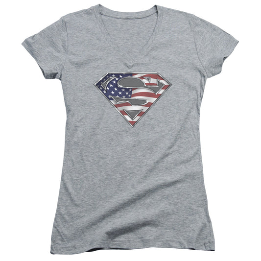 Superman - All - Junior V-neck - Athletic Heather