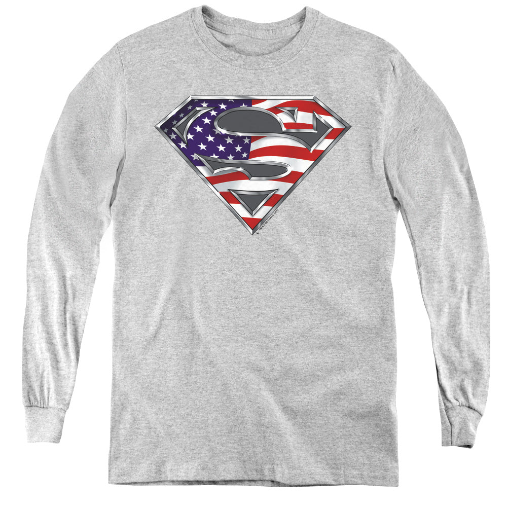 Superman - All - Youth Long Sleeve Tee - Athletic Heather