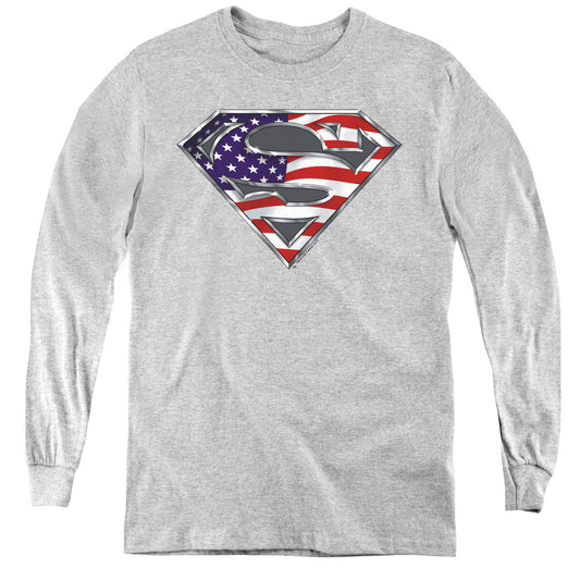 Superman - All - Youth Long Sleeve Tee - Athletic Heather