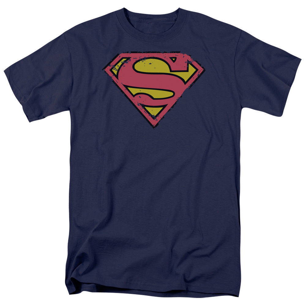 Superman - Distressed Shield - Short Sleeve Adult 18/1 - Navy T-shirt