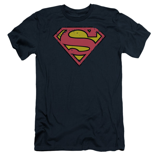 Superman - Distressed Shield - Short Sleeve Adult 30/1 - Navy T-shirt