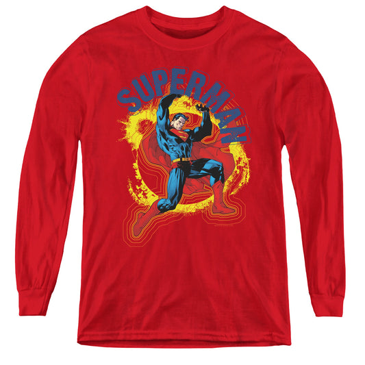 Superman - A Name To Uphold - Youth Long Sleeve Tee - Red