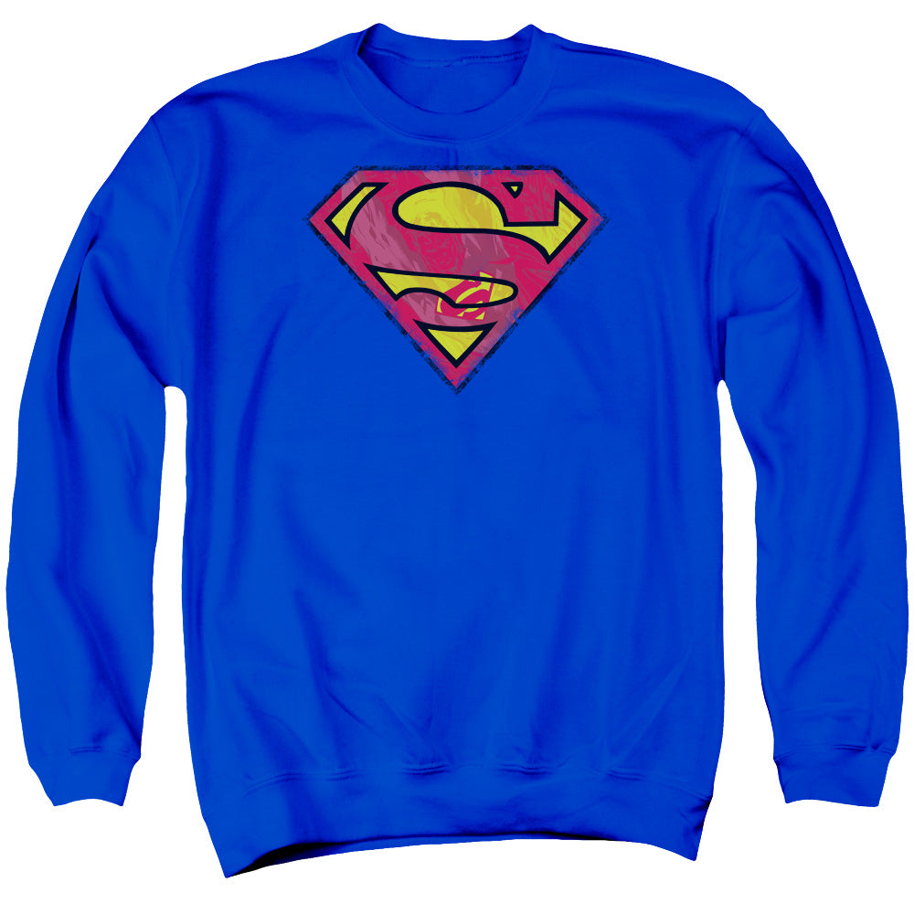 Superman - Action Shield - Adult Crewneck Sweatshirt - Royal Blue