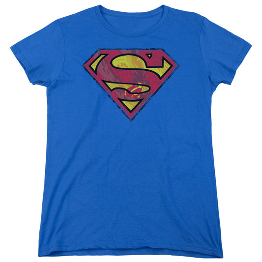 Superman - Action Shield - Short Sleeve Womens Tee - Royal Blue T-shirt