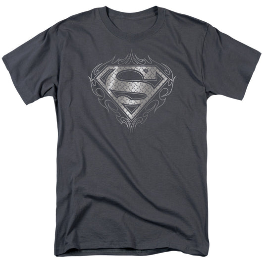 Superman - Tribal Steel Logo - Short Sleeve Adult 18/1 - Charcoal T-shirt