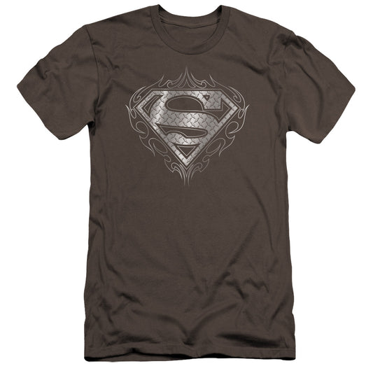 Superman - Tribal Steel Logo-premuim Canvas Adult Slim Fit 30/1 - Charcoal