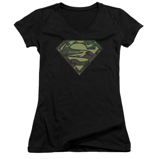 Superman - Camo Logo - Junior V-neck - Black