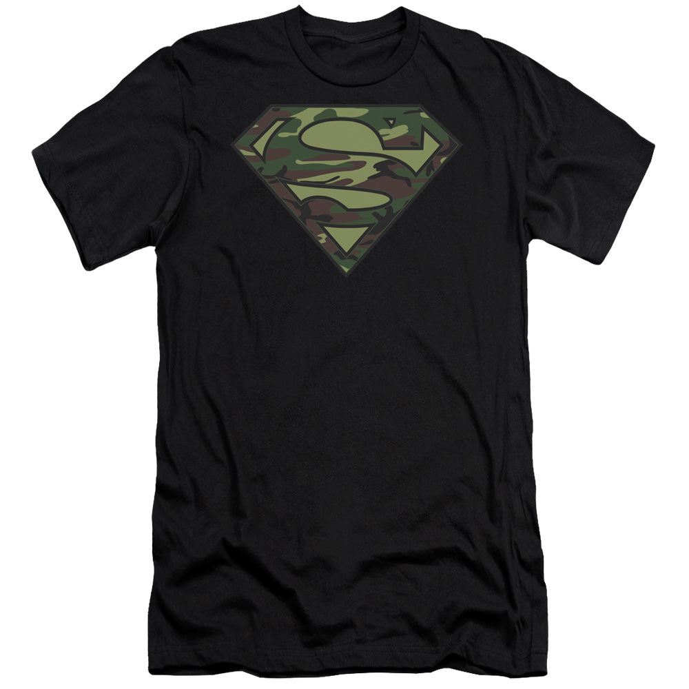 Superman - Camo Logo - Short Sleeve Adult 30/1 - Black T-shirt