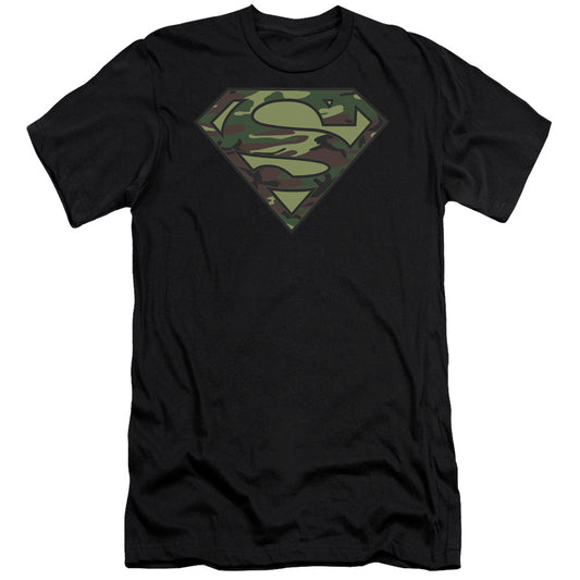 Superman - Camo Logo - Short Sleeve Adult 30/1 - Black T-shirt