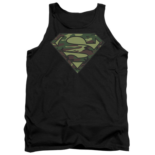 Superman - Camo Logo - Adult Tank - Black
