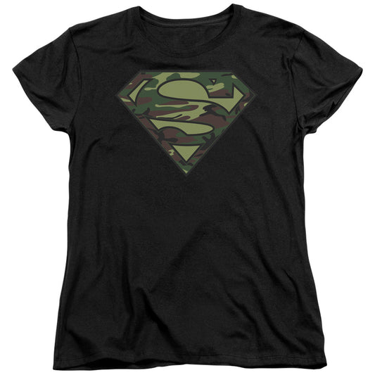 Superman - Camo Logo - Short Sleeve Womens Tee - Black T-shirt