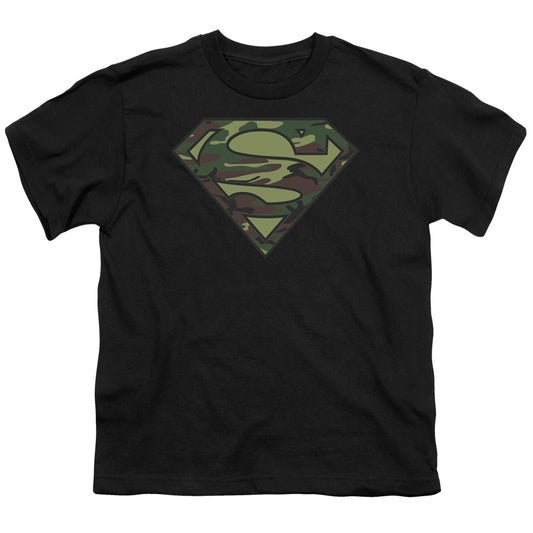 Superman - Camo Logo - Short Sleeve Youth 18/1 - Black T-shirt