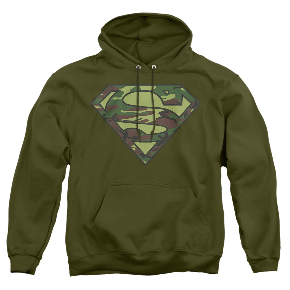 Superman - Camo Logo - Adult Pull-over Hoodie - Military Green