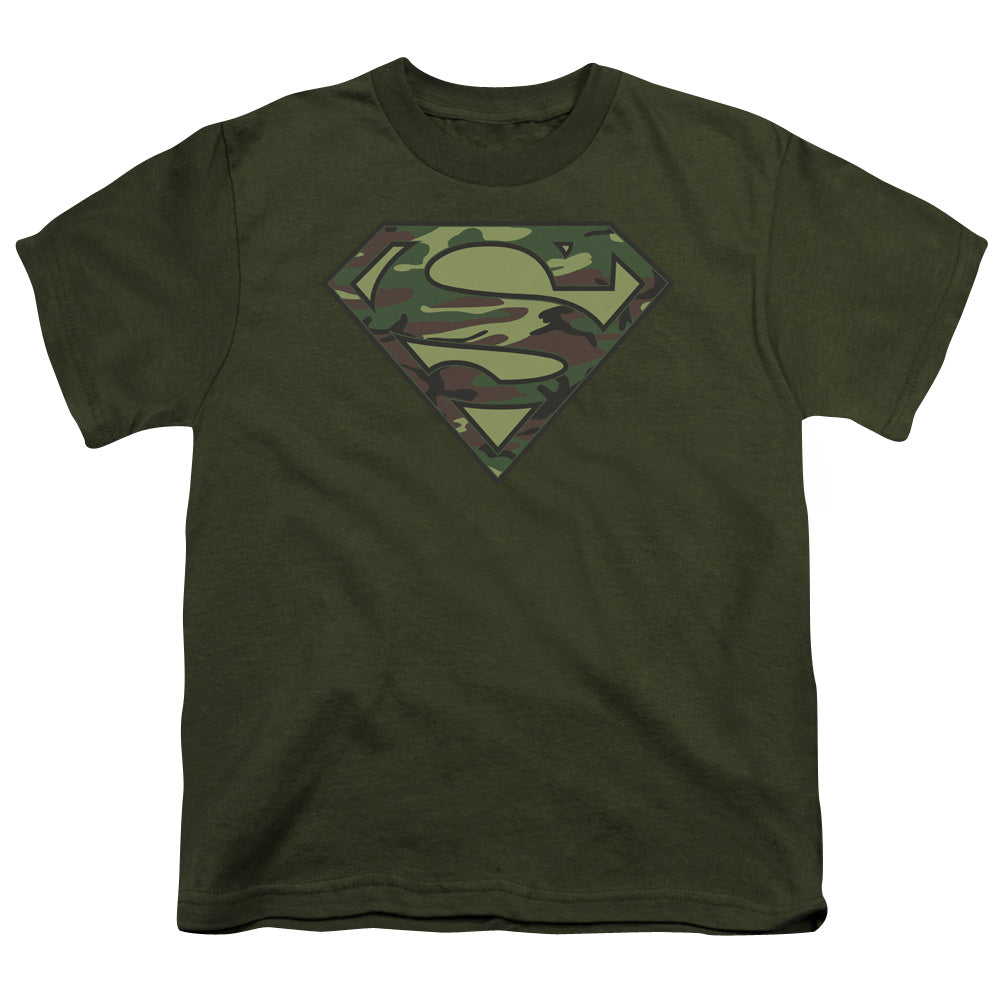 Superman - Camo Logo - Short Sleeve Youth 18/1 - Military Green T-shirt
