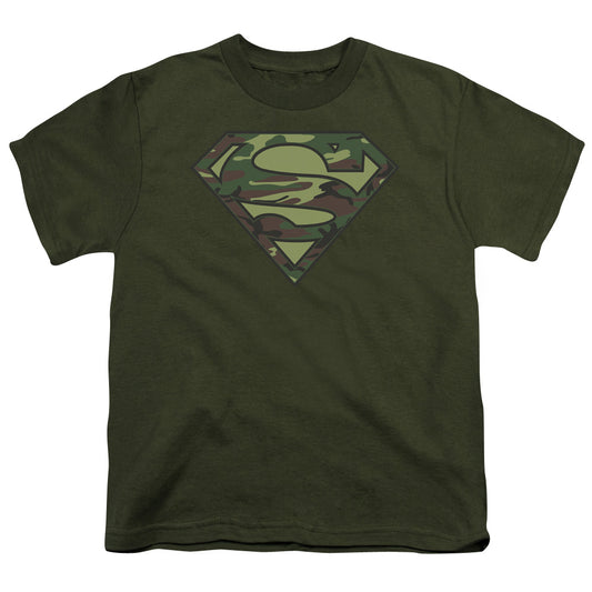 Superman - Camo Logo - Short Sleeve Youth 18/1 - Military Green T-shirt