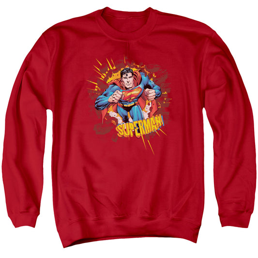 Superman - Sorry About The Wall - Adult Crewneck Sweatshirt - Red