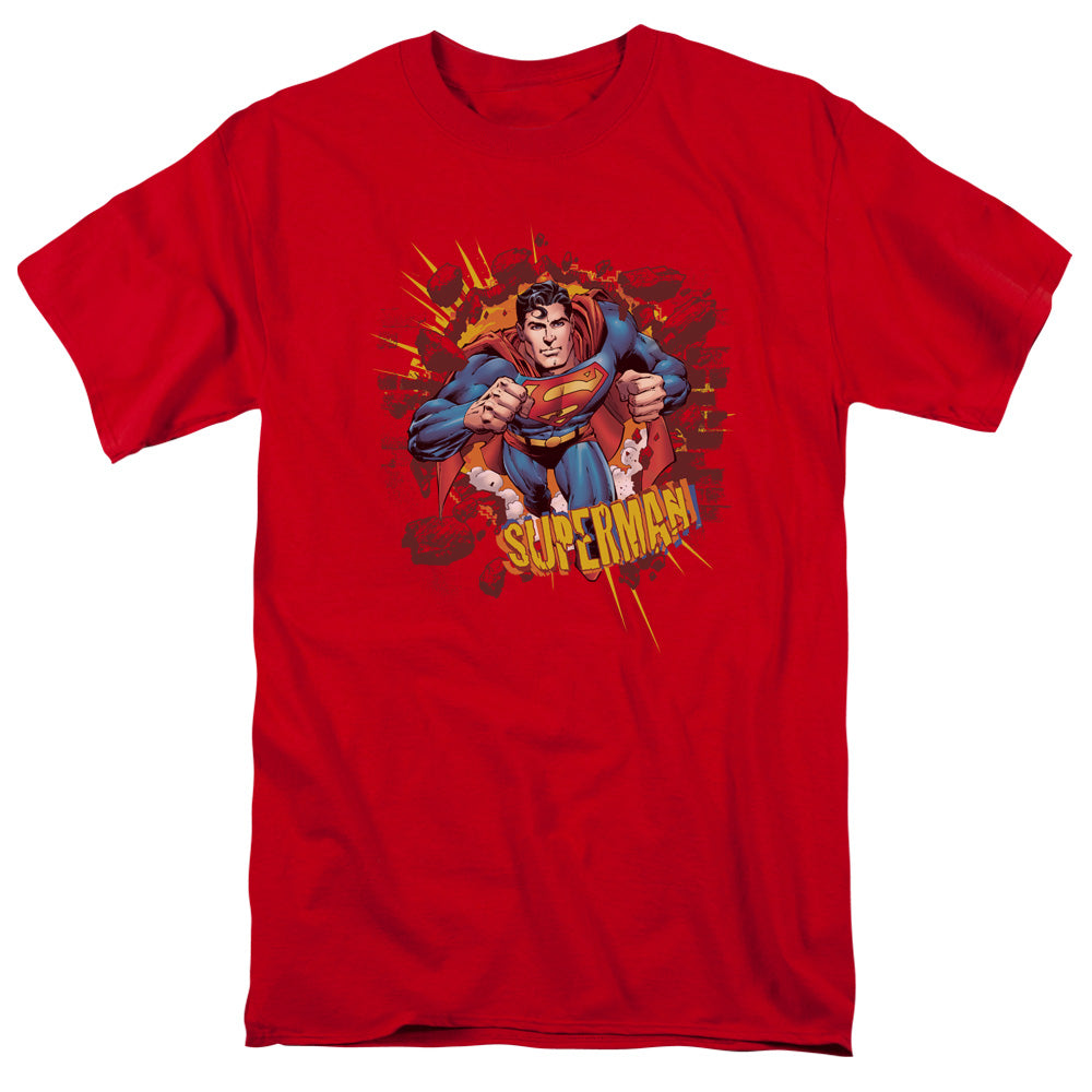 Superman - Sorry About The Wall - Short Sleeve Adult 18/1 - Red T-shirt
