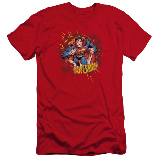 Superman - Sorry About The Wall-premuim Canvas Adult Slim Fit 30/1 - Red