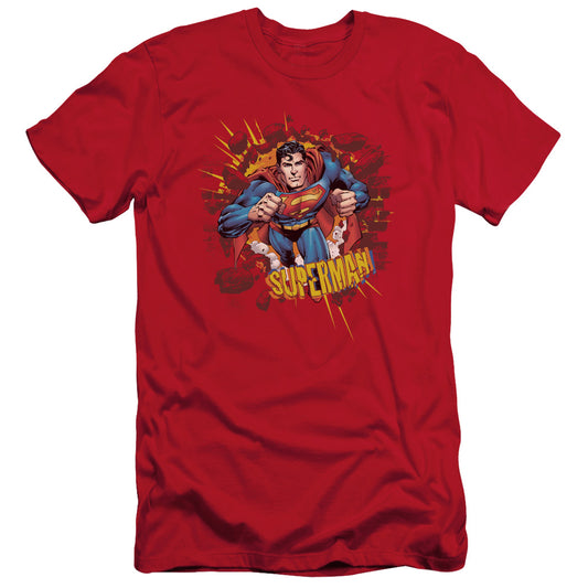 Superman - Sorry About The Wall - Short Sleeve Adult 30/1 - Red T-shirt