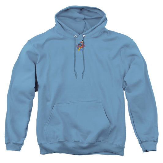 Superman - Up Up And Away - Adult Pull-over Hoodie - Carolina Blue