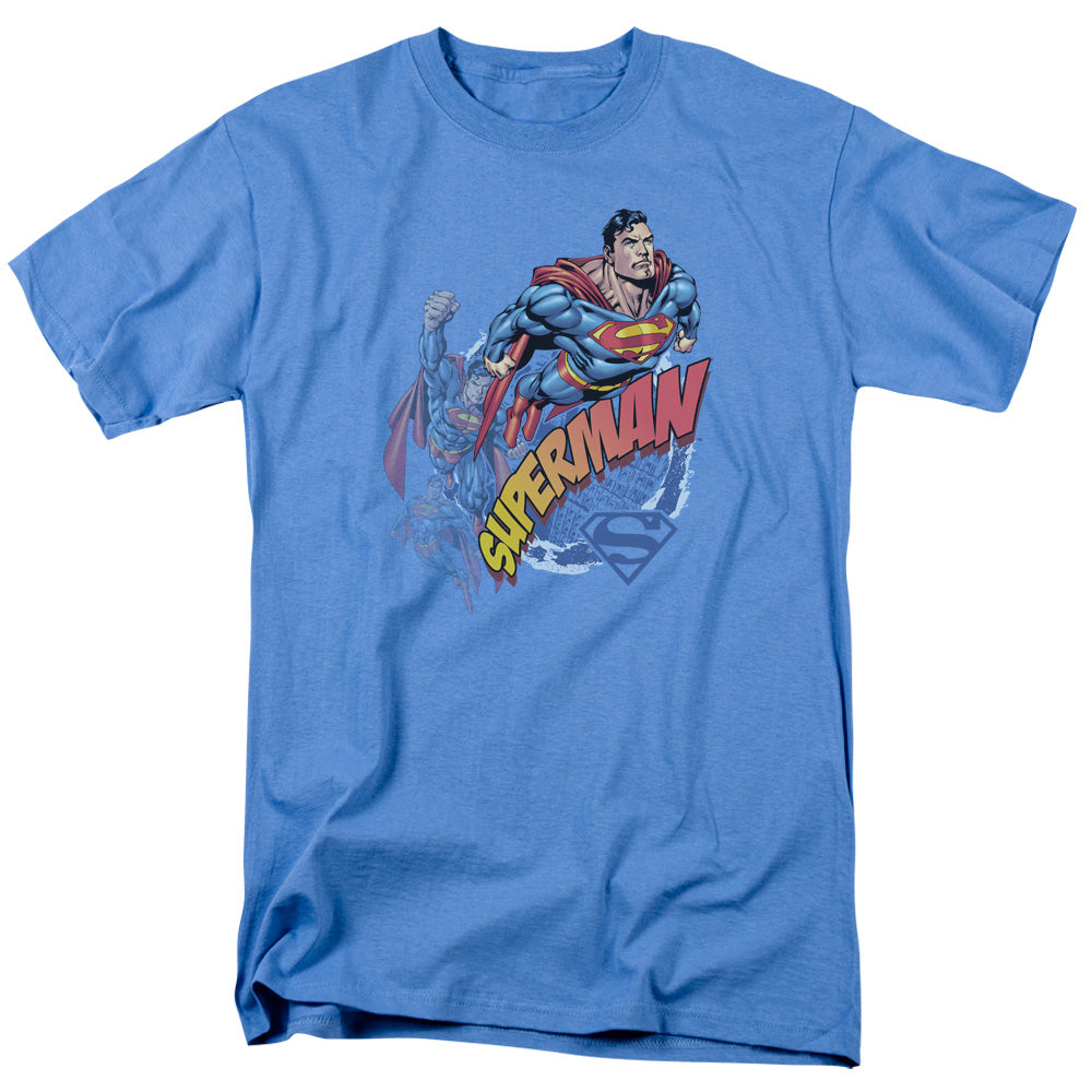 Superman - Up Up And Away - Short Sleeve Adult 18/1 - Carolina Blue T-shirt