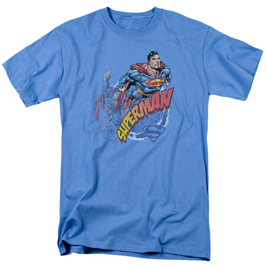 Superman - Up Up And Away - Short Sleeve Adult 18/1 - Carolina Blue T-shirt
