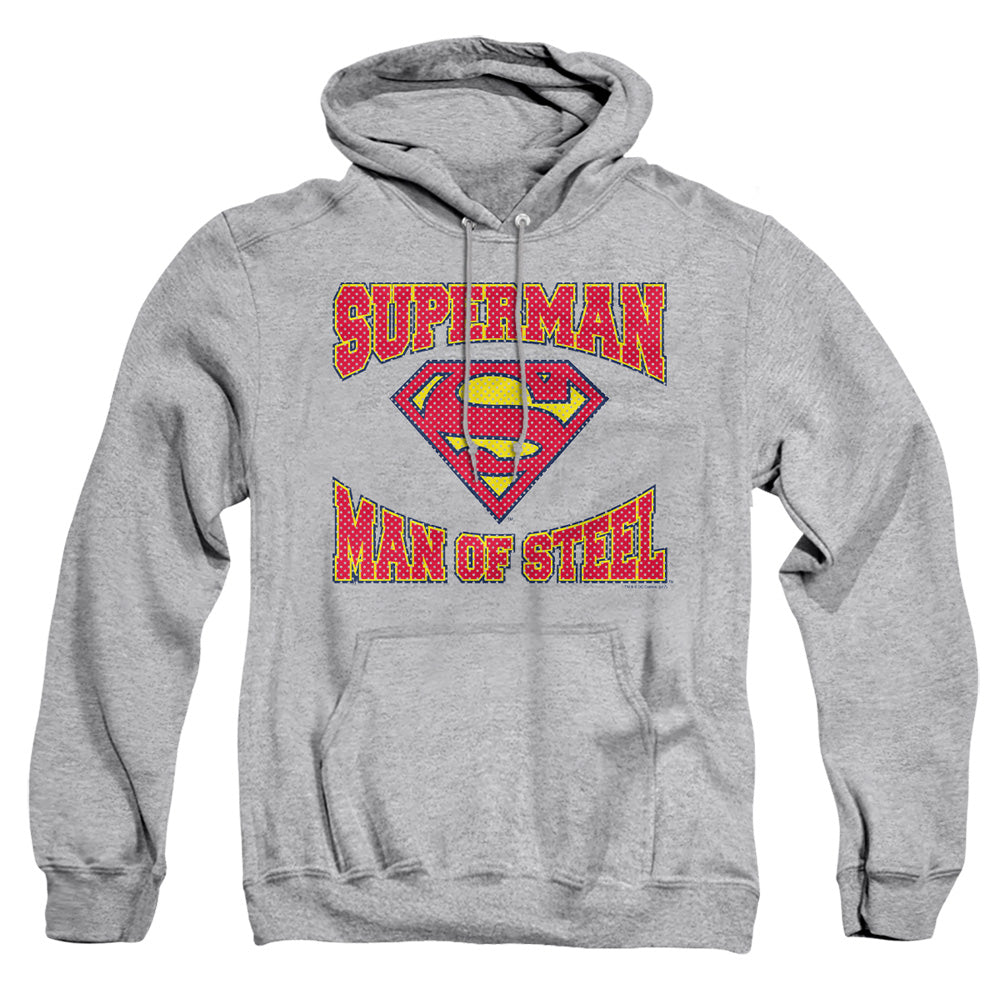 Superman - Man Of Steel Jersey - Adult Pull-over Hoodie - Athletic Heather