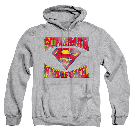 Superman - Man Of Steel Jersey - Adult Pull-over Hoodie - Athletic Heather