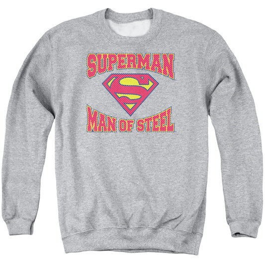 Superman - Man Of Steel Jersey - Adult Crewneck Sweatshirt - Athletic Heather
