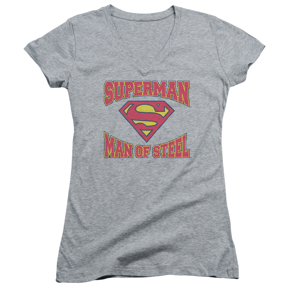 Superman - Man Of Steel Jersey - Junior V-neck - Athletic Heather