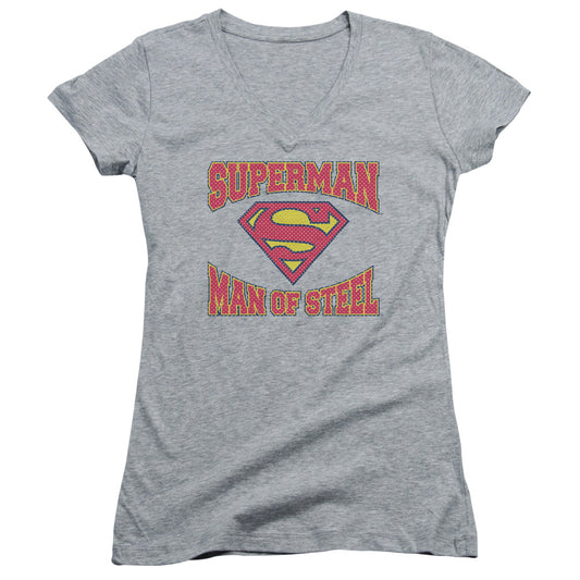 Superman - Man Of Steel Jersey - Junior V-neck - Athletic Heather