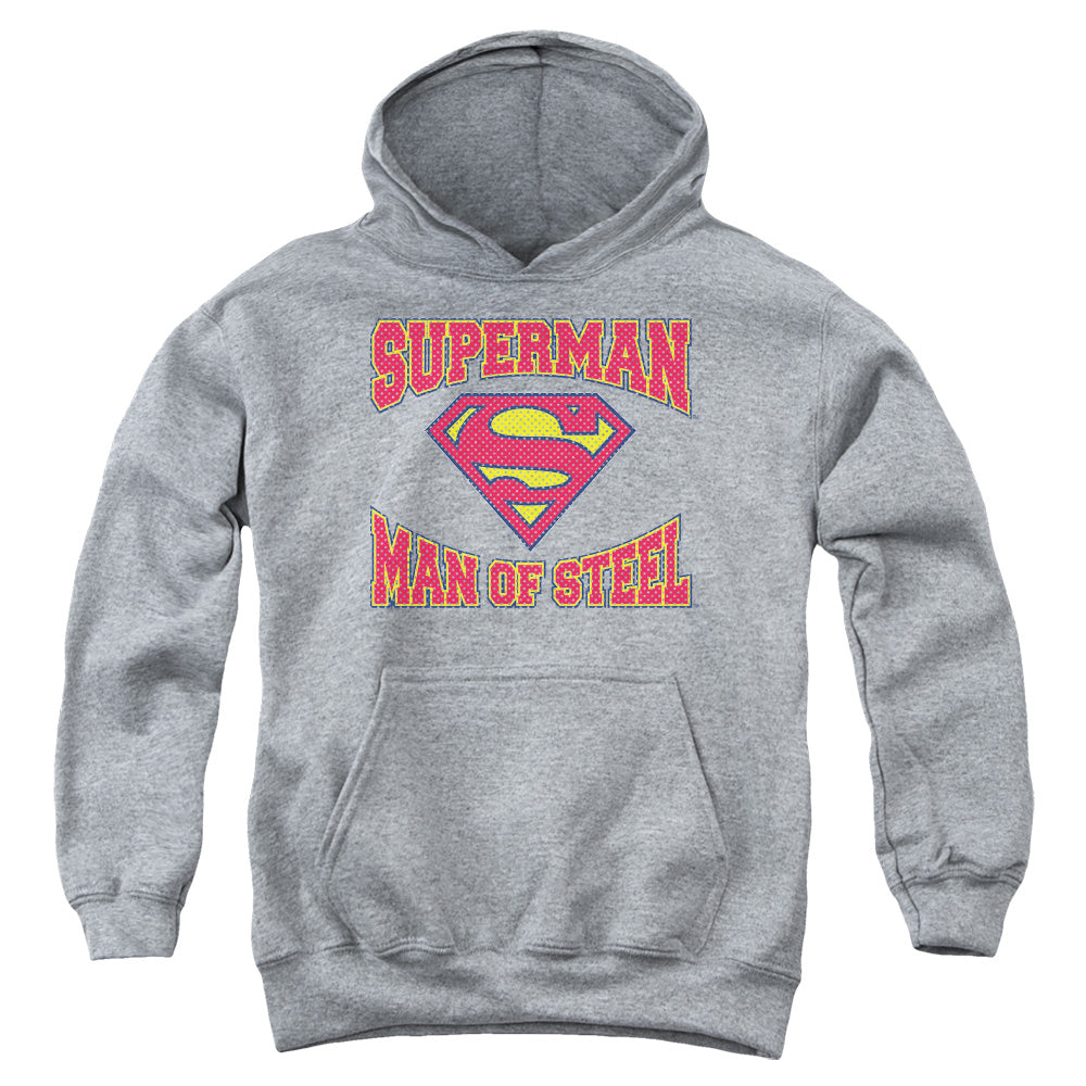 Superman - Man Of Steel Jersey - Youth Pull-over Hoodie - Heather