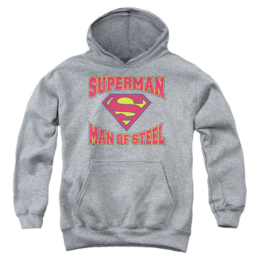 Superman - Man Of Steel Jersey - Youth Pull-over Hoodie - Heather