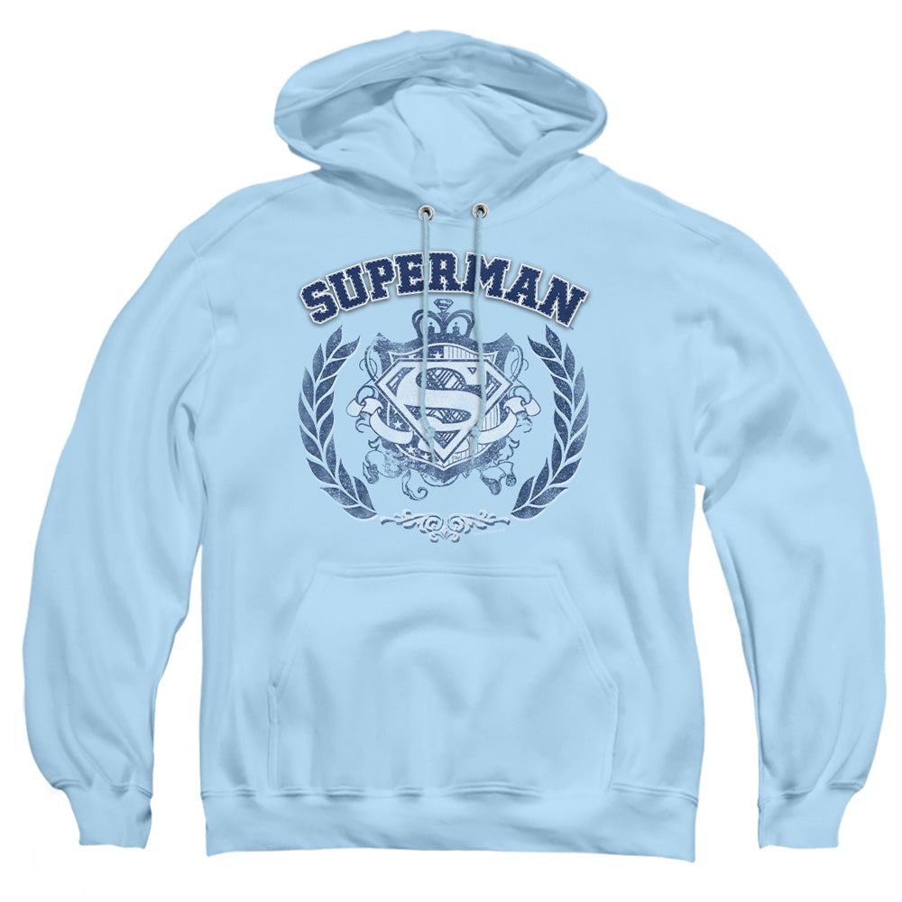 Superman - Collegiate Crest - Adult Pull-over Hoodie - Light Blue