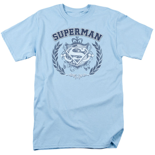 Superman - Collegiate Crest - Short Sleeve Adult 18/1 - Light Blue T-shirt