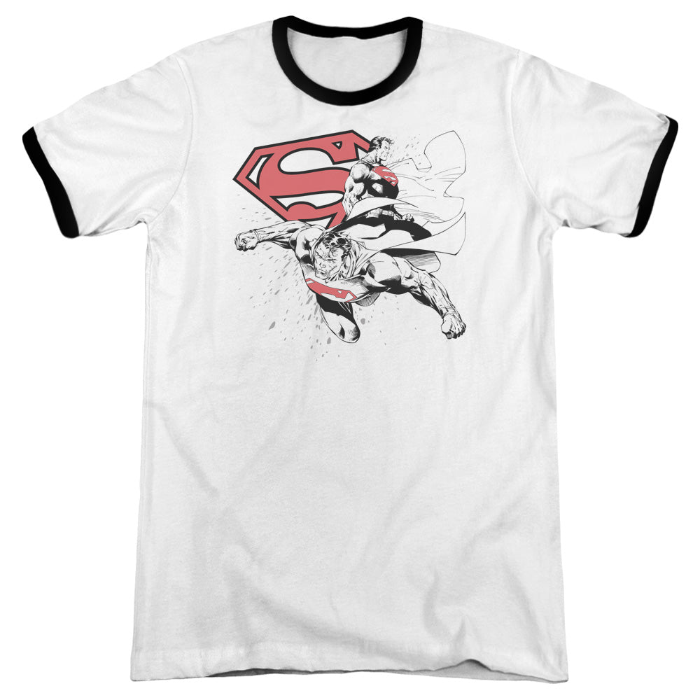 Superman - Double The Power - Adult Ringer - White/black