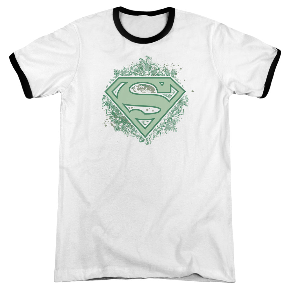 Superman - Ornate Shield - Adult Ringer - White/black