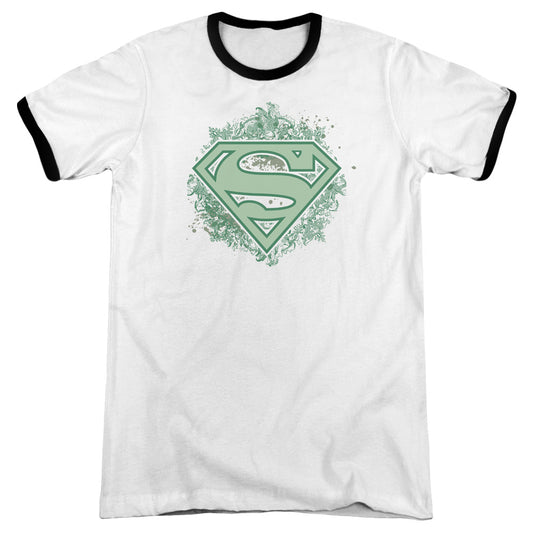 Superman - Ornate Shield - Adult Ringer - White/black
