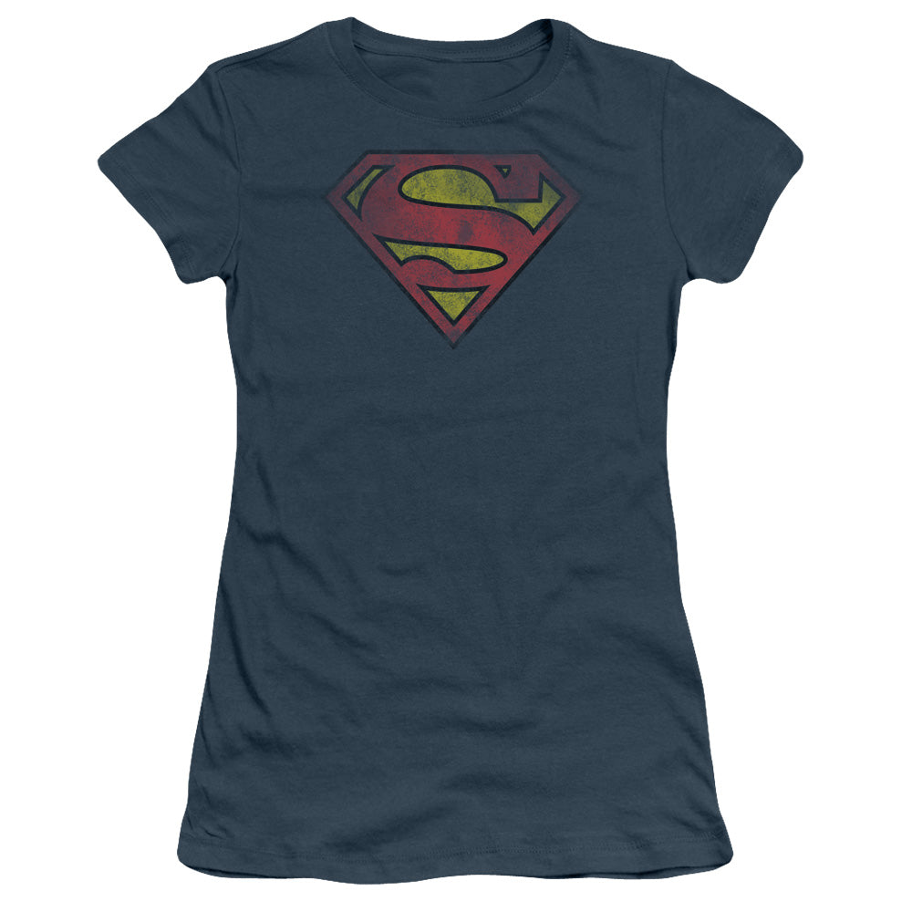 Superman - Inside Shield - Short Sleeve Junior Sheer - Indigo T-shirt