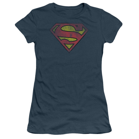 Superman - Inside Shield - Short Sleeve Junior Sheer - Indigo T-shirt