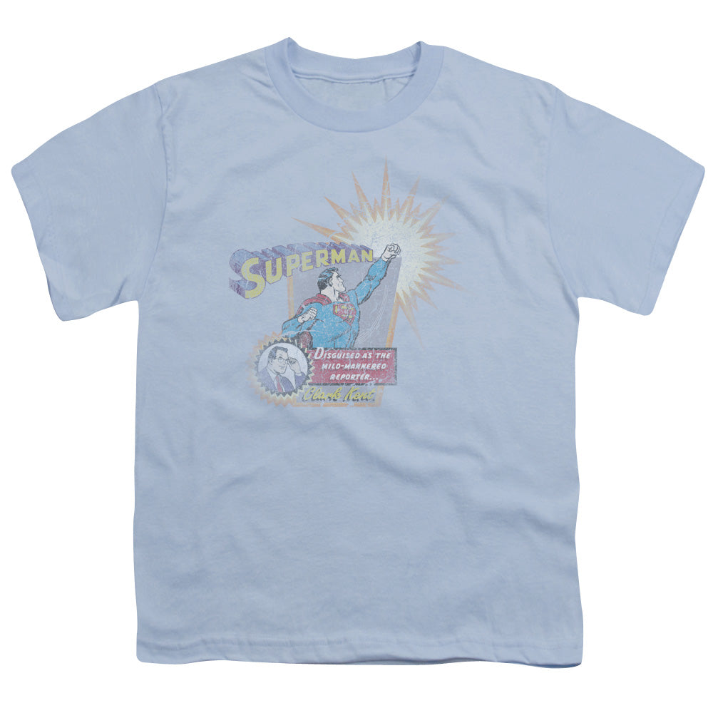 Superman - Ingenious Disguise - Short Sleeve Youth 18/1 - Light Blue T-shirt