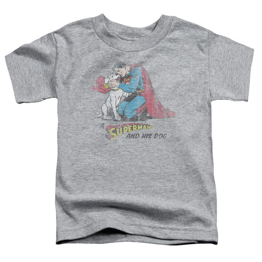 Superman - And His Dog - Short Sleeve Toddler Tee - Athletic Heather T-shirt