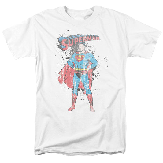 Superman - Vintage Ink Splatter - Short Sleeve Adult 18/1 - White T-shirt