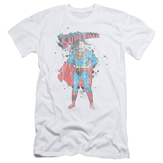 Superman - Vintage Ink Splatter - Short Sleeve Adult 30/1 - White T-shirt
