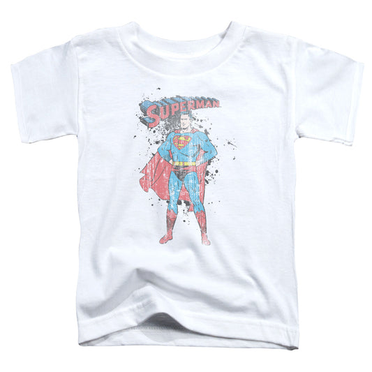 Superman - Vintage Ink Splatter - Short Sleeve Toddler Tee - White T-shirt
