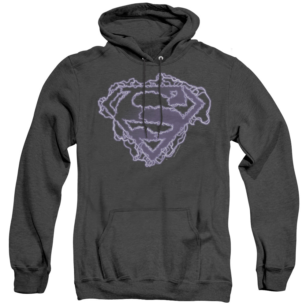 Superman - Electric Supes Shield - Adult Heather Hoodie - Black