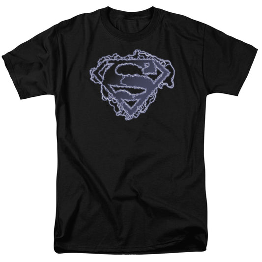 Superman - Electric Supes Shield - Short Sleeve Adult 18/1 - Black T-shirt