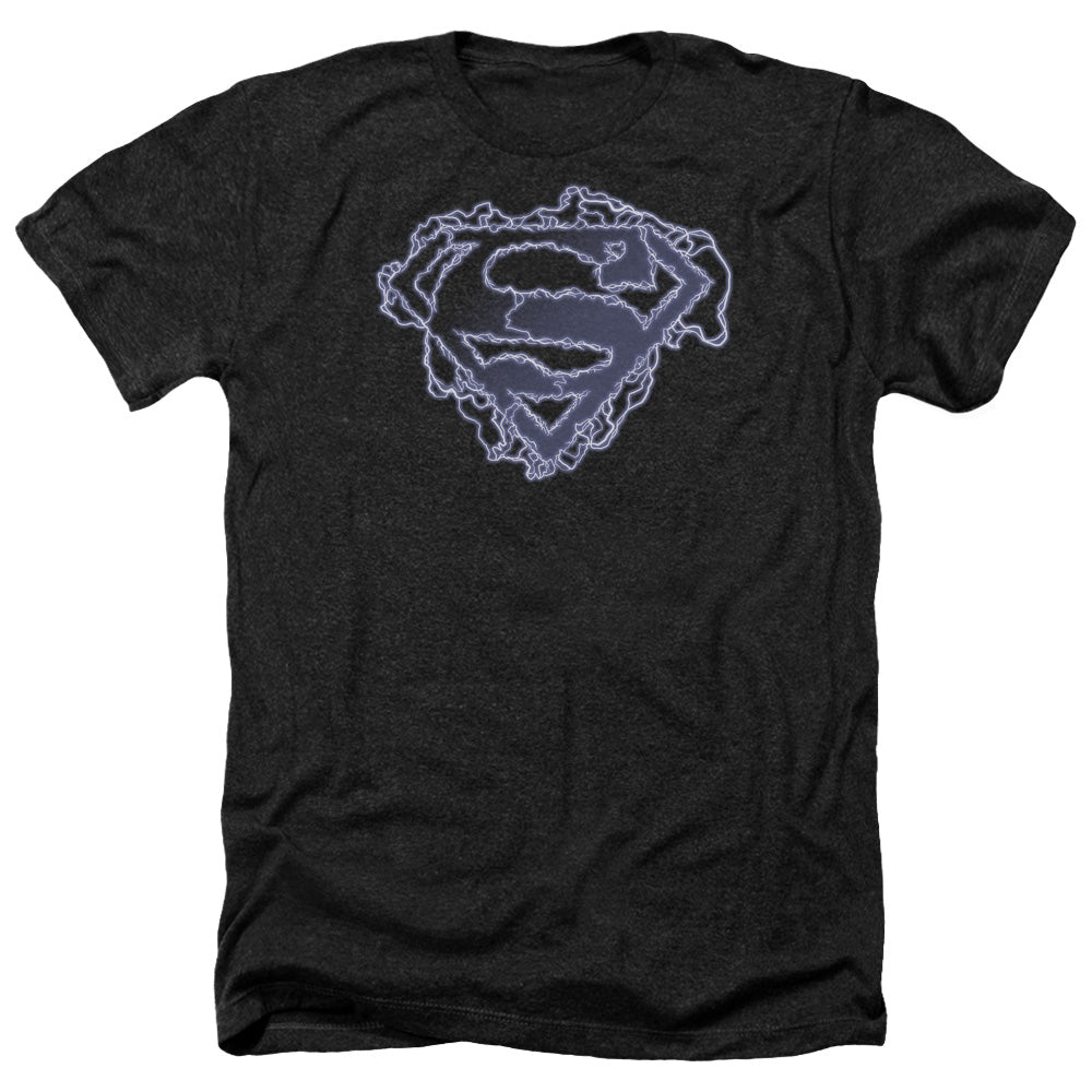 Superman - Electric Supes Shield - Adult Heather-black