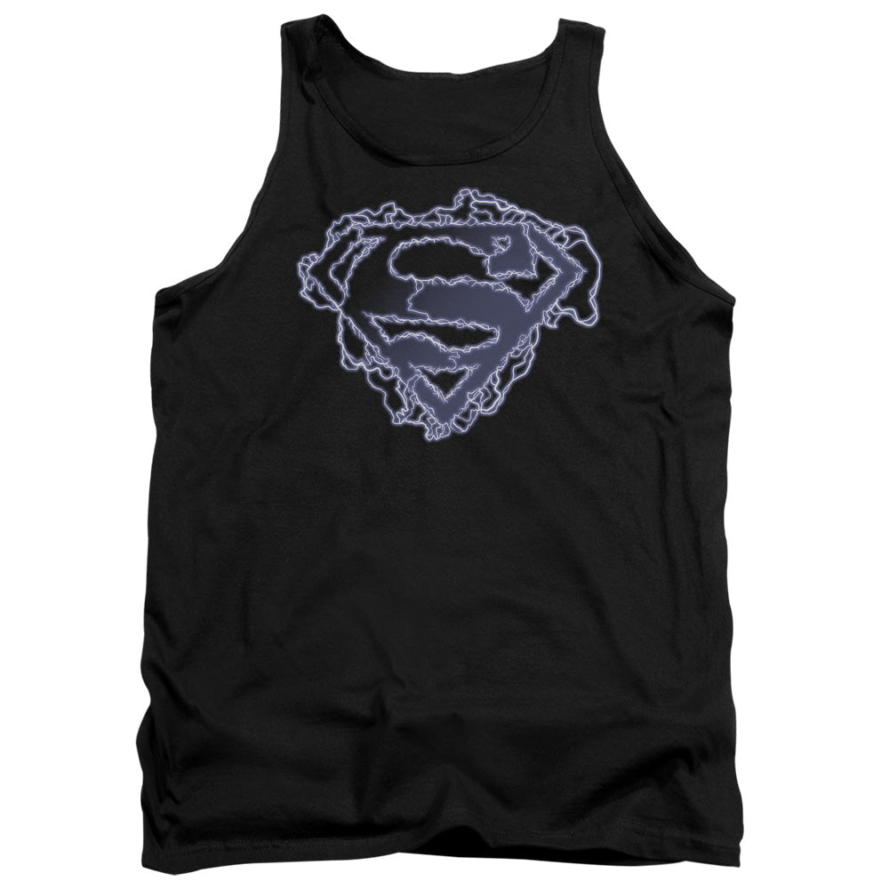 Superman Electric Supes Shield - Adult Tank - Black