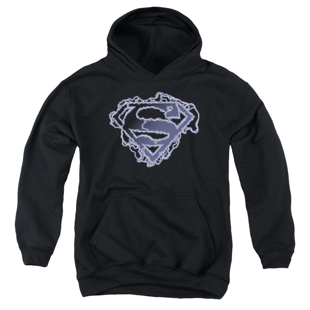 Superman - Electric Supes Shield - Youth Pull-over Hoodie - Black
